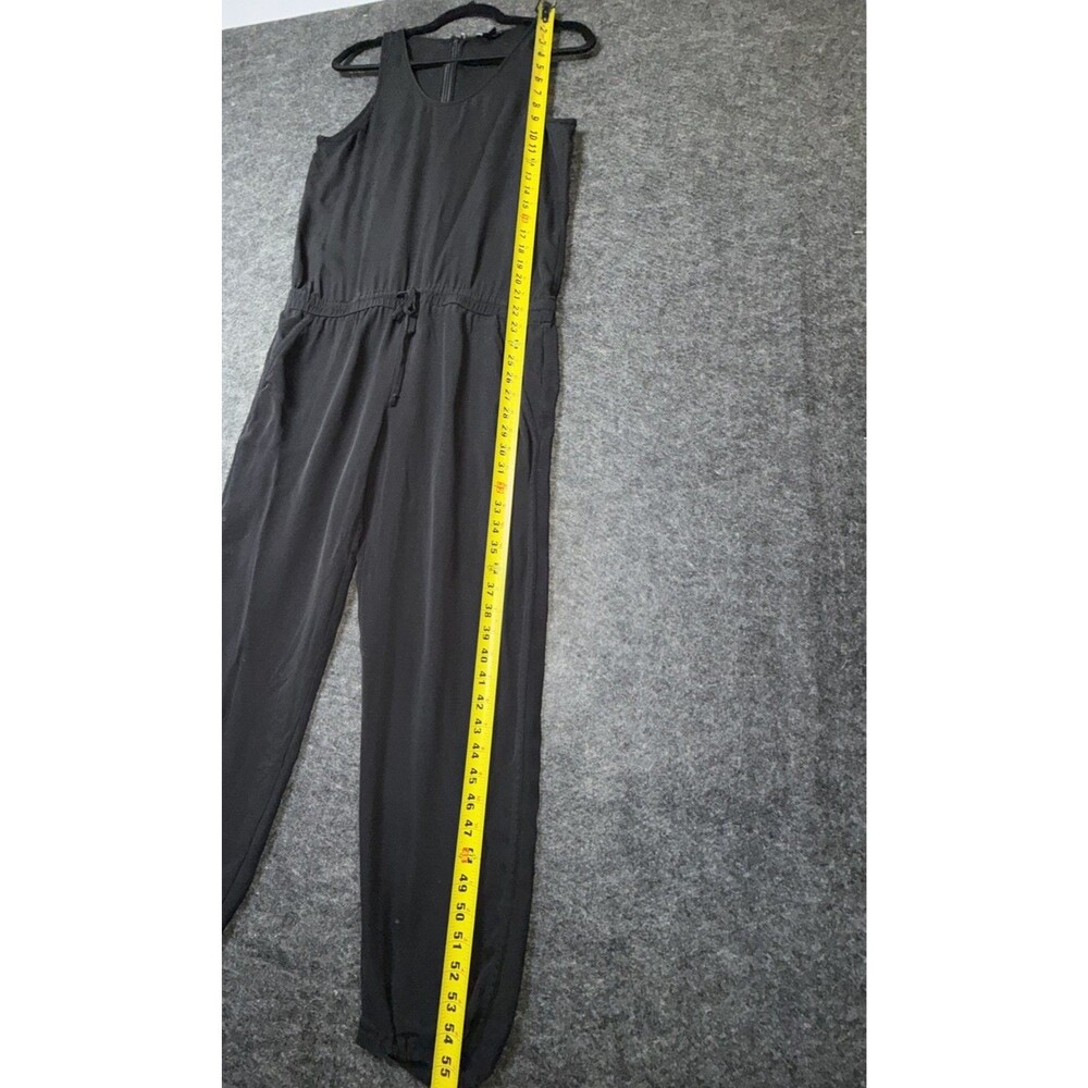 Theory Black Silk Drawstring Jumper Sleeveless Jumpsuit Size M Cuffed Ankle - Picture 5 of 9